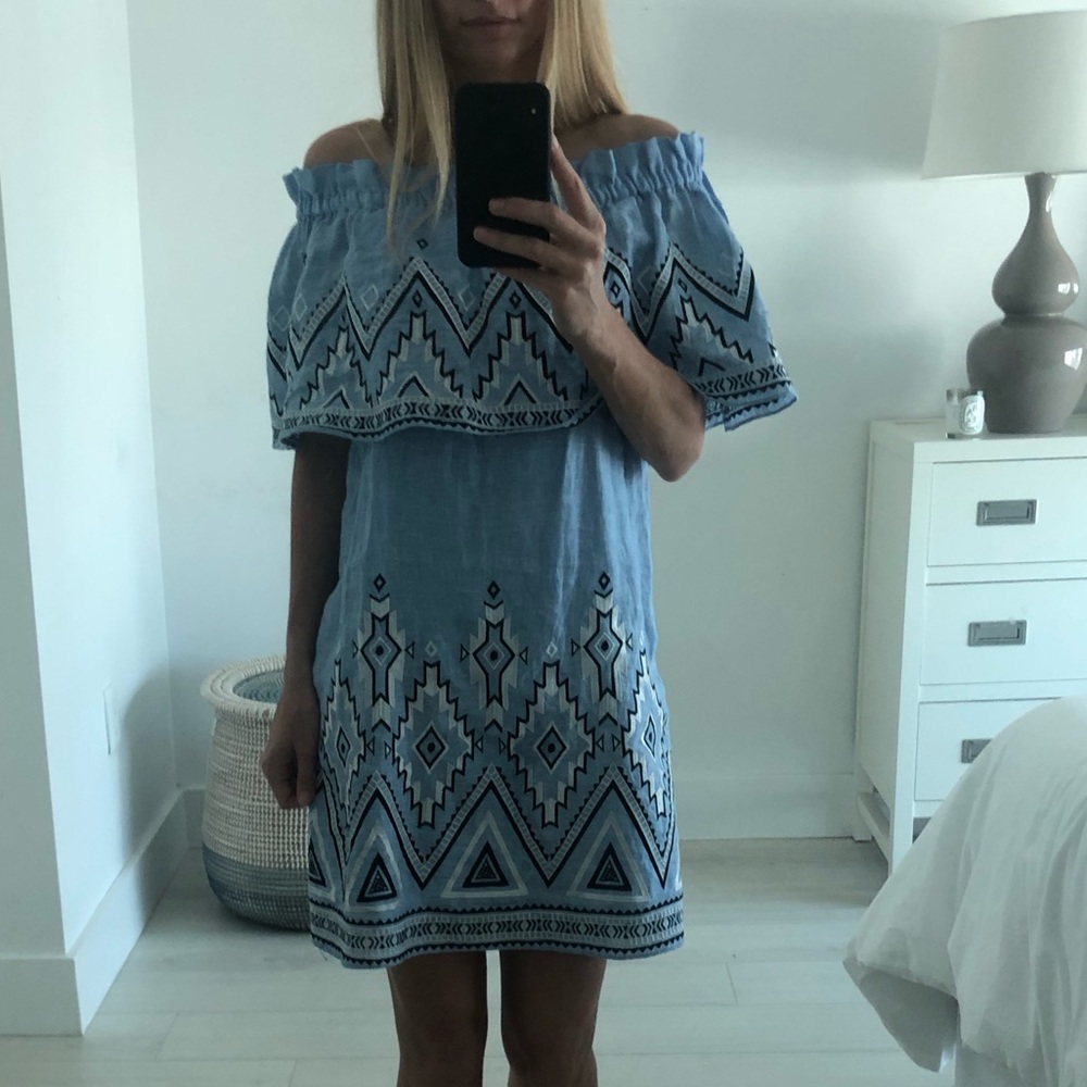 Parker off the shoulder embroidered dress